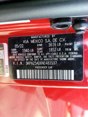 3KPA25AD6NE483537 KIA RIO S