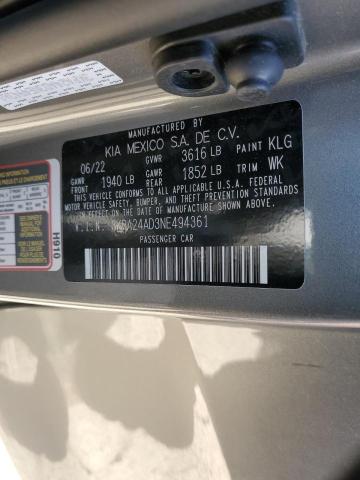 3KPA24AD3NE494361 KIA RIO LX