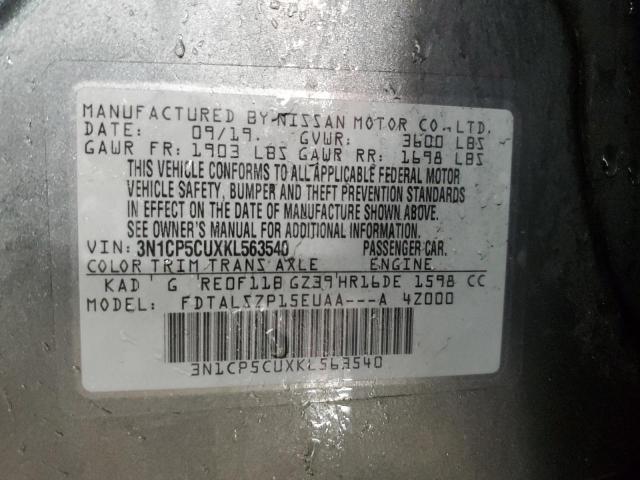 2019 NISSAN KICKS S - 3N1CP5CUXKL563540