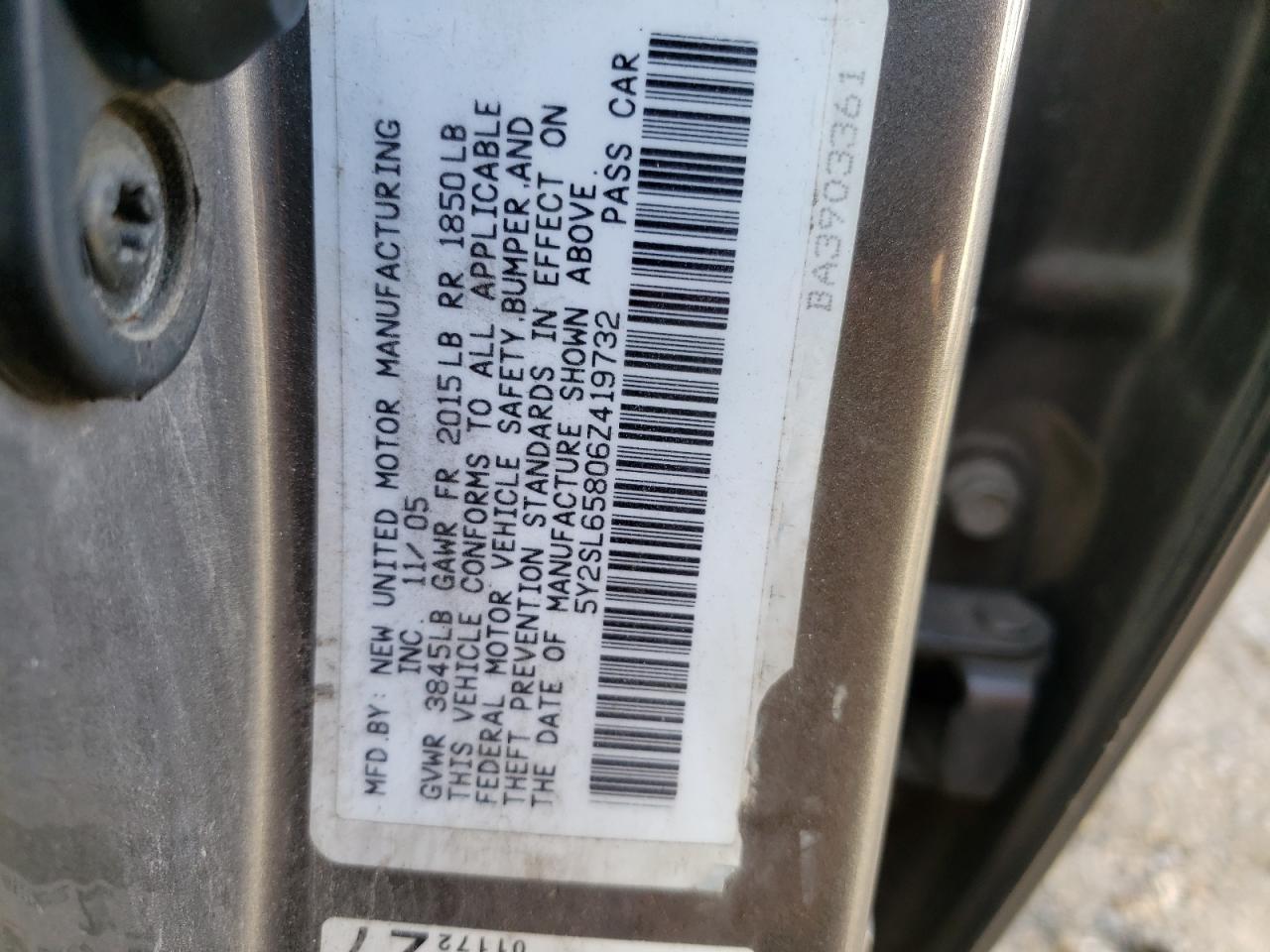 2006 Pontiac Vibe VIN: 5Y2SL65806Z419732 Lot: 49154094