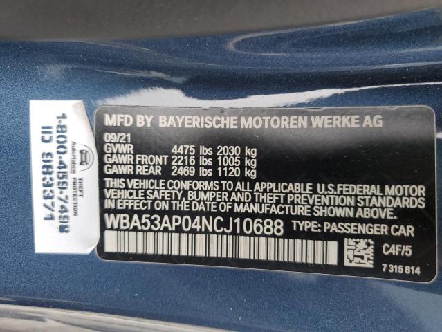 WBA53AP04NCJ10688 BMW 430I
