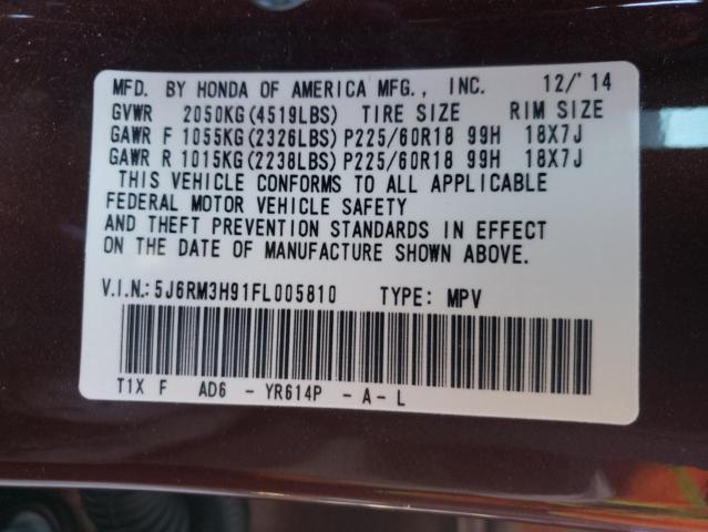 2015 HONDA CR-V TOURI - 5J6RM3H91FL005810