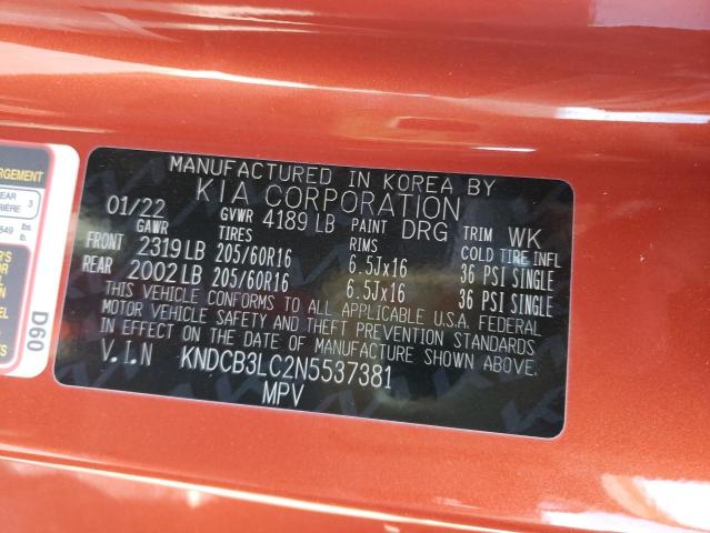 KNDCB3LC2N5537381 KIA NIRO LX
