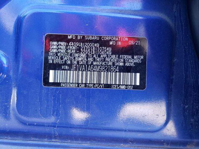 2021 SUBARU WRX - JF1VA1A64M9821864
