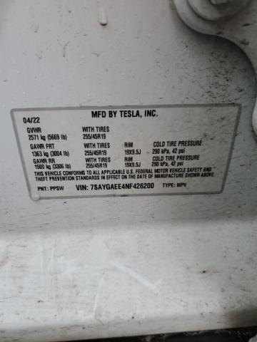 7SAYGAEE4NF426200 Tesla Model Y