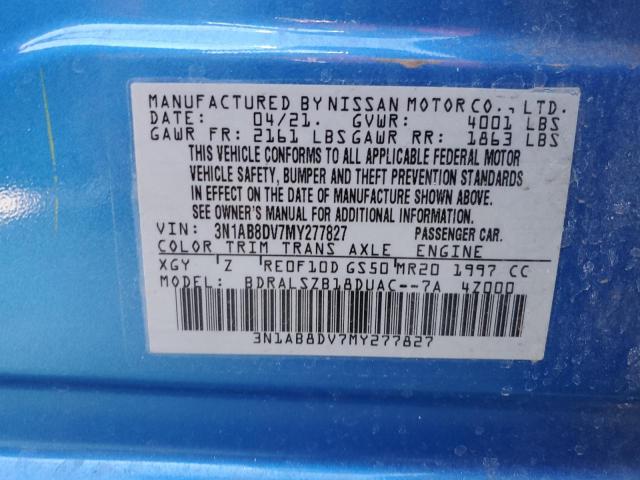 3N1AB8DV7MY277827 Nissan SENTRA SR