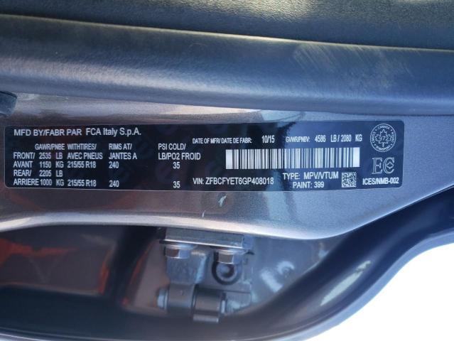 2016 FIAT 500X TREKK ZFBCFYET6GP408018