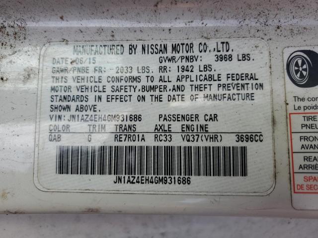 JN1AZ4EH4GM931686 Nissan 370Z BASE