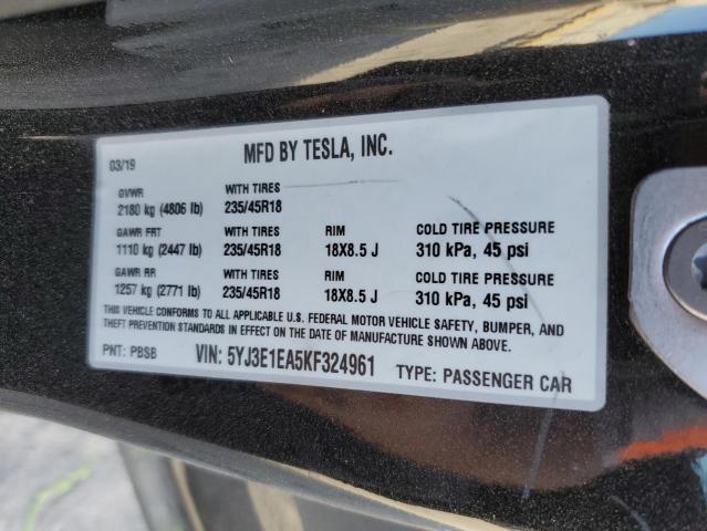 5YJ3E1EA5KF324961 Tesla MODEL 3