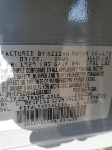 2022 NISSAN KICKS SV - 3N1CP5CV8NL504600