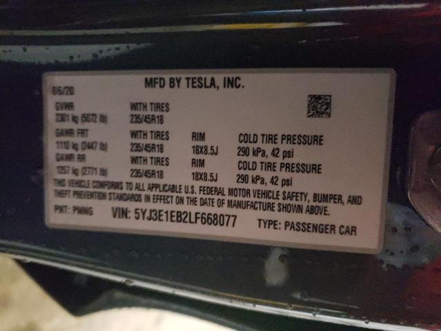 5YJ3E1EB2LF668077 Tesla MODEL 3