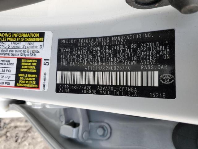 2022 TOYOTA CAMRY LE - 4T1C11AK2NU025770