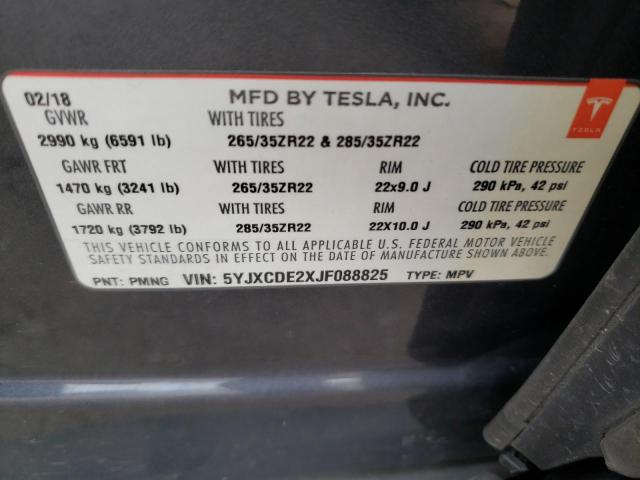 5YJXCDE2XJF088825 Tesla MODEL X