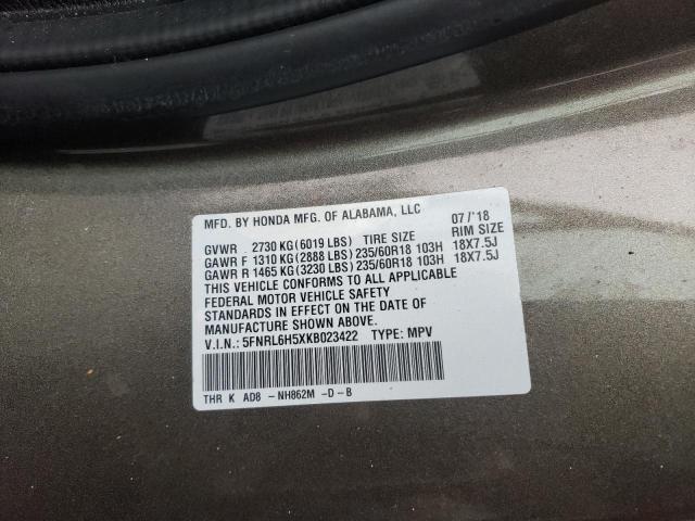 2019 HONDA ODYSSEY 5FNRL6H5XKB023422