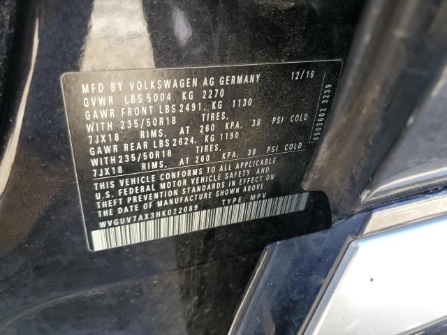 2017 VOLKSWAGEN TIGUAN SPO - WVGUV7AX3HK022089
