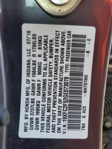 2016 HONDA CIVIC LX 19XFC2F52GE073078