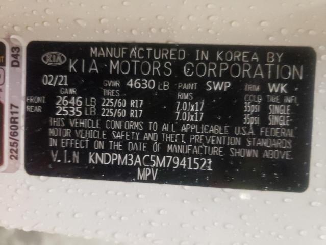 KNDPM3AC5M7941521 KIA Sportage Lx
