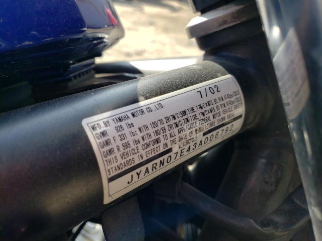 2003 YAMAHA FZS10 JYARN07E43A006792