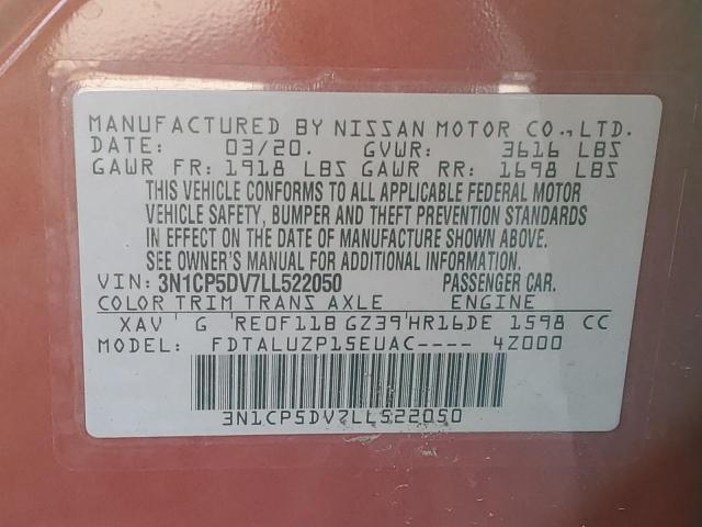 2020 NISSAN KICKS SR 3N1CP5DV7LL522050