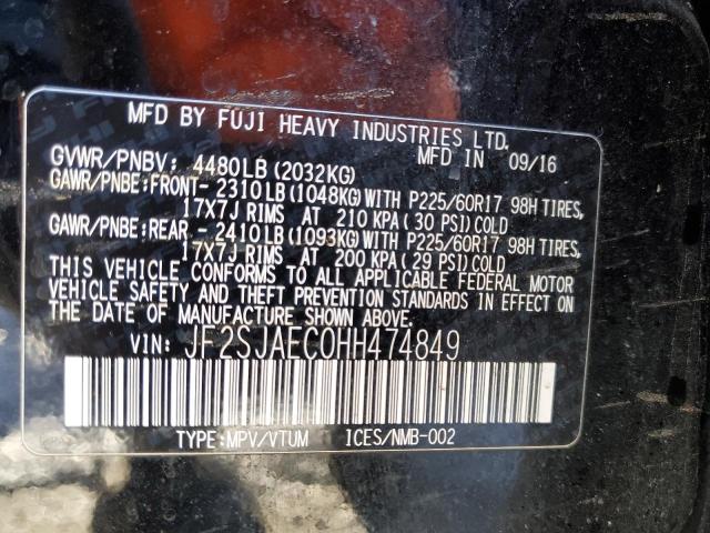 2017 SUBARU FORESTER 2 - JF2SJAEC0HH474849