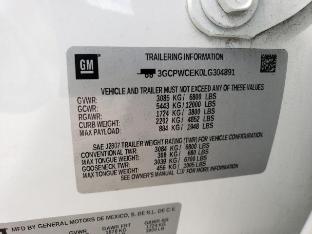 2020 CHEVROLET SILVERADO 3GCPWCEK0LG304891
