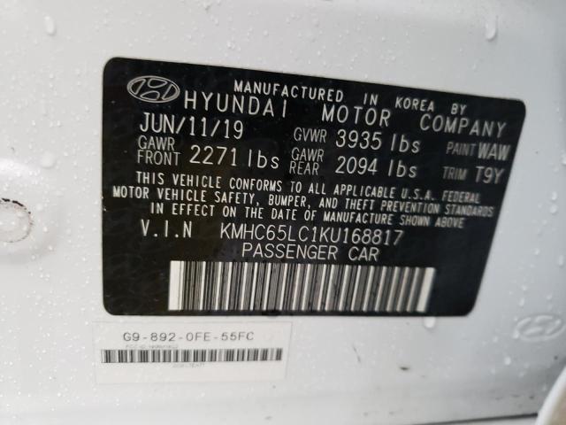 2019 HYUNDAI IONIQ BLUE - KMHC65LC1KU168817