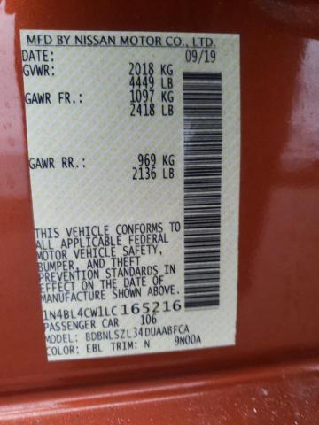 2020 NISSAN ALTIMA SR - 1N4BL4CW1LC165216