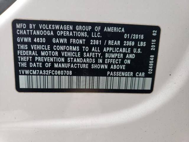 2015 VOLKSWAGEN PASSAT SEL - 1VWCM7A32FC060708