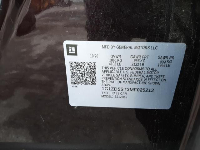 2021 CHEVROLET MALIBU LT 1G1ZD5ST3MF025213