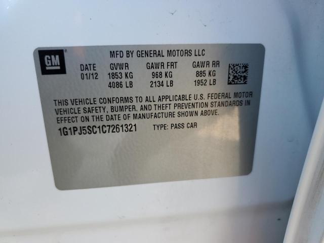 2012 Chevrolet Cruze Eco VIN: 1G1PJ5SC1C7261321 Lot: 40331974