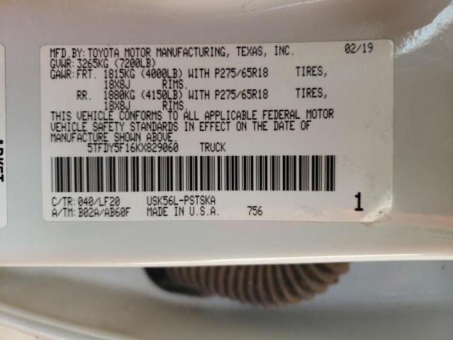 2019 TOYOTA TUNDRA CRE - 5TFDY5F16KX829060