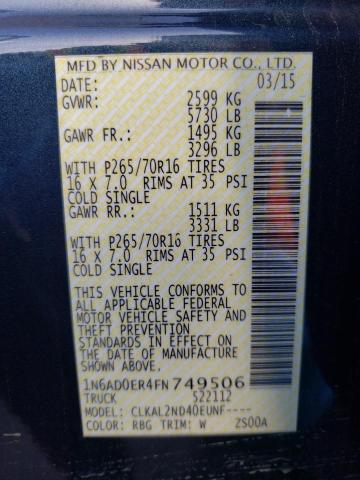 2015 NISSAN FRONTIER S - 1N6AD0ER4FN749506