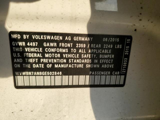 2016 VOLKSWAGEN CC BASE - WVWBN7AN8GE502846