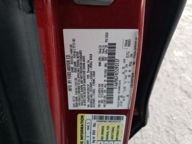 2014 FORD FUSION S VIN: 1FA6P0G74E5393137