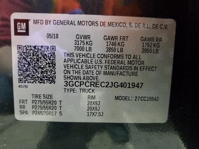 2018 CHEVROLET SILVERADO - 3GCPCREC2JG401947