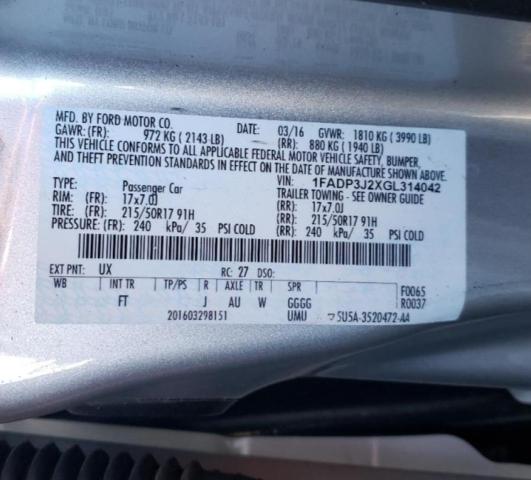 2016 FORD FOCUS TITA - 1FADP3J2XGL314042