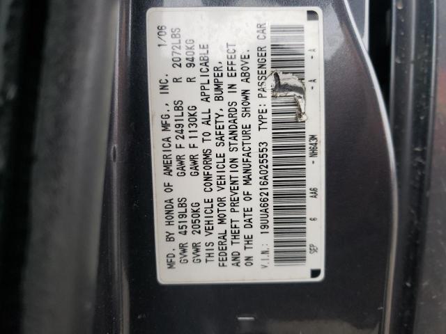 2006 ACURA 3.2TL VIN: 19UUA66216A025553