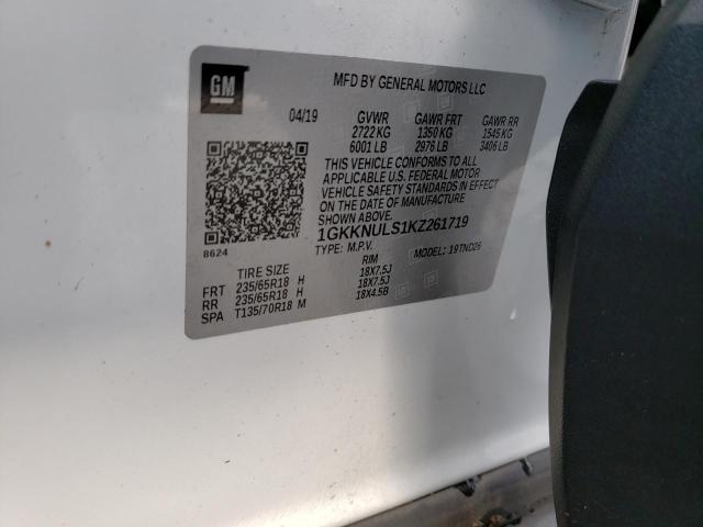 1GKKNULS1KZ261719 GMC Acadia Slt-1