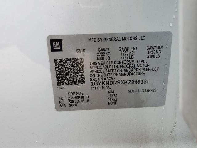 2019 CADILLAC XT5 LUXURY - 1GYKNDRSXKZ249131