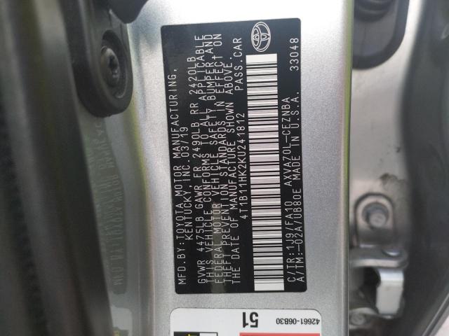 2019 TOYOTA CAMRY L - 4T1B11HK2KU241812