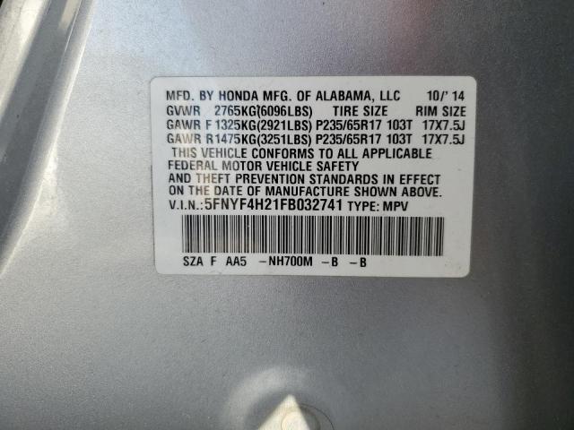 2015 HONDA PILOT LX 5FNYF4H21FB032741
