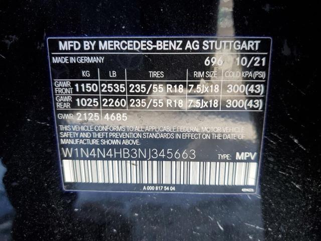 W1N4N4HB3NJ345663 Mercedes-Benz Gla 250 4matic