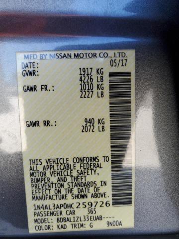 2017 NISSAN ALTIMA 2.5 1N4AL3AP0HC259726