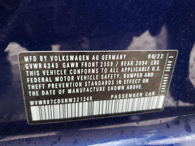 2022 VOLKSWAGEN GTI SE WVWR87CDXNW221245