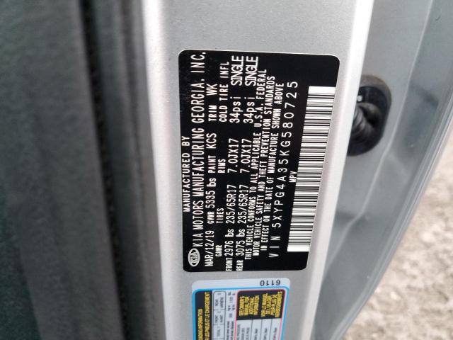 5XYPG4A35KG580725 KIA Sorento