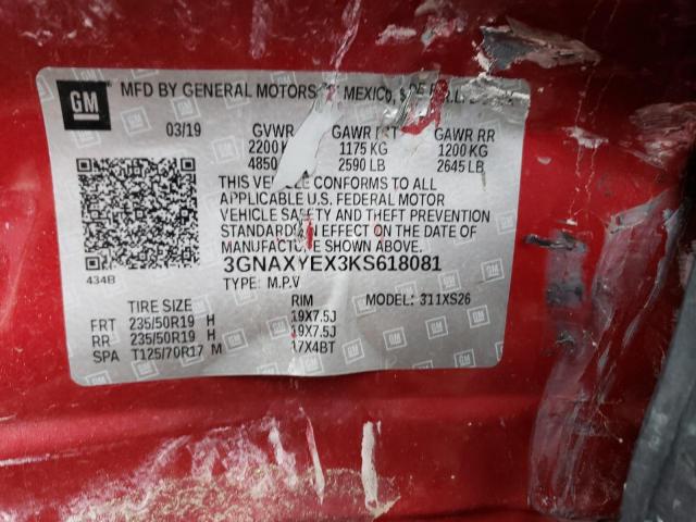 2019 CHEVROLET EQUINOX PR - 3GNAXYEX3KS618081