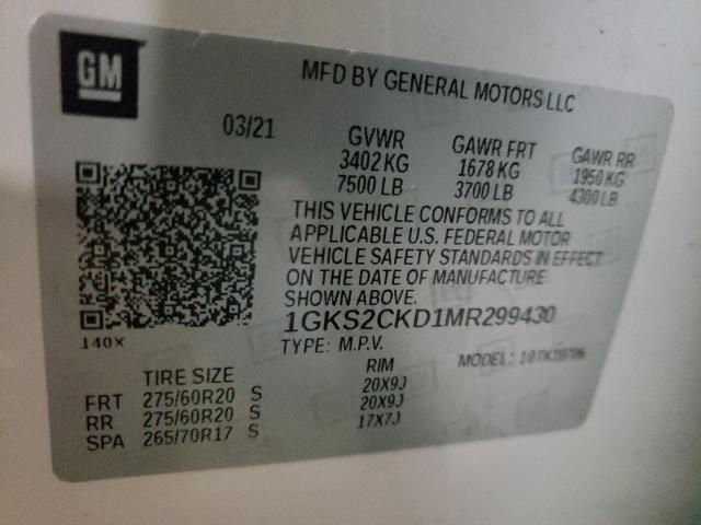 2021 GMC YUKON AT4 - 1GKS2CKD1MR299430