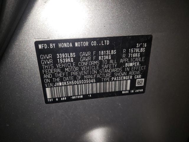 2016 HONDA FIT LX - JHMGK5H50GX035045