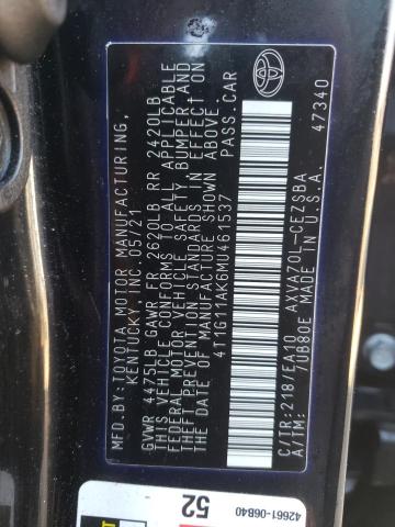 2021 TOYOTA CAMRY SE 4T1G11AK6MU461537