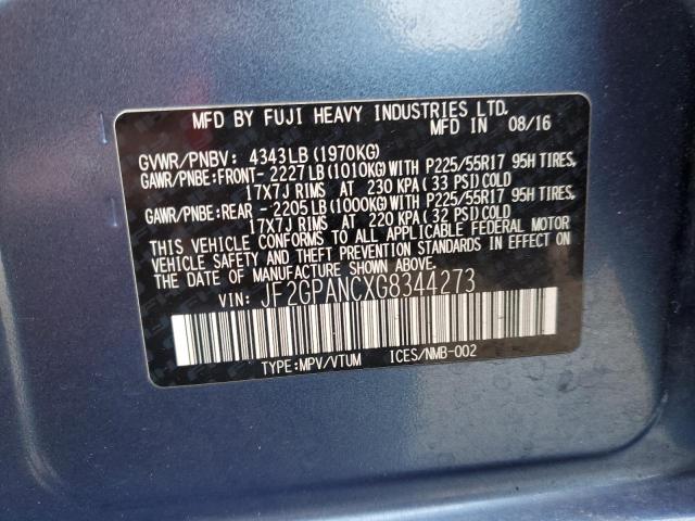 JF2GPANCXG8344273 Subaru Crosstrek Limited